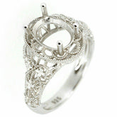 Filigree Sterling Silver Semi Mount Ring Setting Oval OV 9x7mm Vintage Repro - Syzjewelry